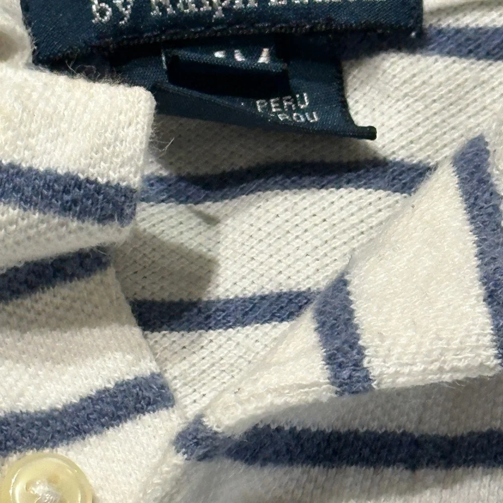 Polo Ralph Lauren Baby Boy Striped Polo Shirt Size 24M White Blue Cotton